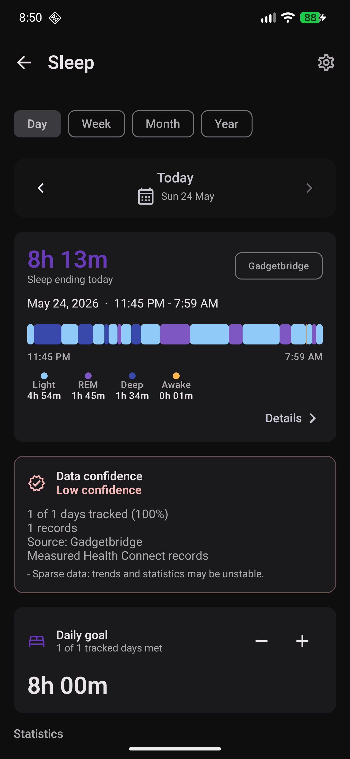 OpenVitals sleep detail